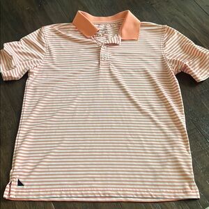 Untuckit Boys Striped Polo Shirt - Peach and White